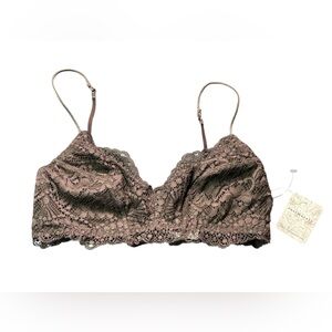 FREE PEOPLE intimately free people C Hot Fudge brown lace bralette XS NWT